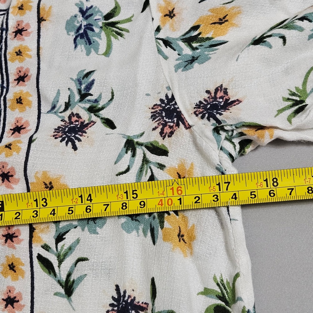 LuckyBrand Floral Boho Peasant Blouse‎ Ruffle Hem Indie Cottage S Summer Viscose - Picture 7 of 8
